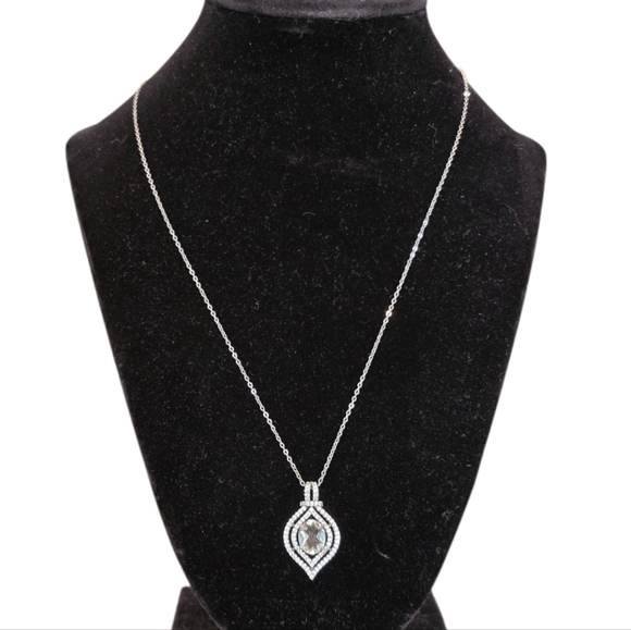 Jewelry - Pale Blue Gemstone CZ Cubic Zirconia Pendant Sterling Silver Necklace